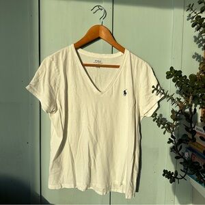 Polo by Ralph Lauren Cream V-Neck Women's Tee